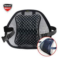 MAXXPRIME Car Lumbar Support, Mesh Lower Back Support Cushion with Wooden Beads for Car, Home and Office Chair, Double-Layer Mesh, Air Flow Breathable, Curve Adjustable and Comfortable, 1 Pack, Black