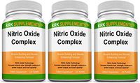 3 Bottles Nitric Oxide Complex 3500mg Per Serving L-Arginine HCL AAKG AKG Alpha Ketoglutarate Citrulline Malate 360 Total Tablets KRK Supplements