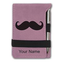 Mini Notepad, Mustache, Personalized Engraving Included (Pink)