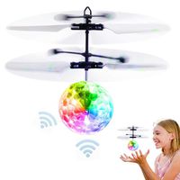 RC Flying Ball Toys Infrared Induction Drone Hand Control Helicopter with Shining LED Lights Disco USB Rechargeable Fun Novelty Toys for Kids Teenagers Indoor and Outdoor Games (A)