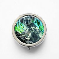 RhyNSky Animal Koala Mini Portable Pocket Pill Box Case Holder for Purse, 3 Compartments, Silvery, FS239