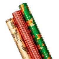 Caspari Fancy Foil Animals Wrapping Paper Trio - Three 30" x 8' Gift Wrap Rolls