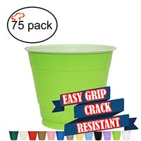 TigerChef 9 Ounce Lime Green 75 Pack Easy Grip Plastic Party Cups Solid Color Disposable 9 Oz Plastic Cups BPA Free