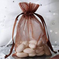 Efavormart 50PCS Chocolate Organza Gift Bag Drawstring Pouch Wedding Favors Bridal Shower Treat Jewelry Bags - 4"x6"