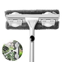 FZSWW Glass Cleaning Tool,Double-Sided Telescopic Rod Window Cleaner Squeegee Wiper Long Handle Rotating Head Brush Silicone Scrubber