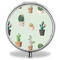 IMLONE Pill Organizer, Customized Cactus Pill Boxes with 3 Components for Purse