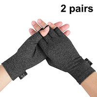 Compression Arthritis Gloves, 2 Pairs Open Finger Hand Gloves for Women Men, Fingerless Design to Relieve Painfrom Rheumatoid and Osteoarthritis（Black, Large）