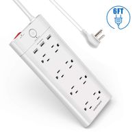 8-Outlet Surge Protector Power Strip with 3 Fast USB Charging Port/1050 Joules and 6-Foot Heavy Duty Extension Cord, FCC ETL Listed, (White)