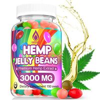 Hemp Jelly Beans for Pain, Stress & Anxiety Relief - Hemp Extract Jelly Beans Reduce Inflammation, Improve Sleep, Boost Mood, 3000mg Premium Hemp Infused Jelly Beans Natural, Organic │Made in USA