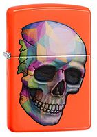Zippo Colorful Skull Pocket Lighter, Neon Orange