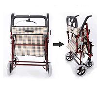 F&T Folding Shopping cart, Old Scooter, Four Wheels, pushable, Basket, Trailer, Portable, Shopping cart (Color : Rich)