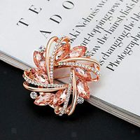 Full Rhinestone Flower Scarf Buckle Safety Pin Collar Lapel Badge 2 in 1 Daily Popular Fashion Creation Girls Brooch Woman Girl Cheap Design Style | Color - C