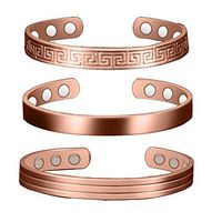 3 Pack Copper Magnetic Therapy Bracelet Healing for Tennis Elbow, Tendonitis, Rheumatoid Arthritis, Carpal Tunnel, RSI and More - 18,000 Gauss - Pain Relief for Men & Women