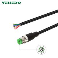 VELLEDQ Industrial Pre-Wired M12 Connector Cable 8-Pin Male A-Coding 3M/10FT PVC Line