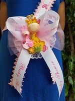 Baby Shower Mom To Be It's a Girl Giraffe Sash Pink Safari Ribbon Corsage Noah's