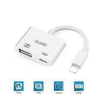 USB Camera Adapter, Acode 2 in 1 USB 3.0 Female OTG Adapter with Fast Charging Port Compatible with iPhone XSmax XS XR X 8 7 6 Plus/iPad Mini Air Pro (Silver)