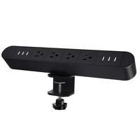 Desk Clamp Power Strip with 4 Outlet 6 USB,The Clamp Edge Mount Power Center,Aluminum Alloy Fireproof Desktop Power Socket,Desktop Charging Station