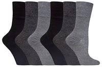 Gentle Grip - 6 Pack of Ladies Diabetic Socks -5-9 us (Grey)
