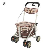 Old-Age Shopping cart Old Man's Trolley pushable car Walking aid Shopping cart Grocery Truck Shopping Trolley Lightweight Folding (Color : B. Hand Brake, Size : 485690cm)
