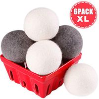 CoolCloudS Wool Dryer Balls Organic XL 6-Pack 100% New Zealand Wool Eco Dryer Balls Laundry by Handmade Reusable Natural Fabric Softener Reduce Wrinkles, Save Time & Energy, Hypoallergenic, Baby Safe