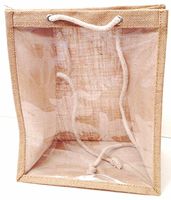 Jute window bag with PVC Window (pack of 6)- NATURAL