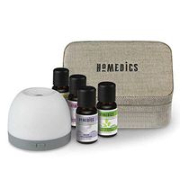 Homedics Essential Oil & Diffuser Gift Set - Aromatherapy Kit with Essential Oils, Ultrasonic Diffuser, Replacement Pads, USB, Travel Case