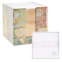 Punch Studio World Atlas Loose Sheet Memo Set in Foil-Embellished Box