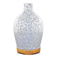 280ml Silver Plated Oil Diffuser, Aromatherapy Ultrasonic Humidifier with Handmade Glass, BPA Free, 7 Color Changing, Waterless Auto-Off, Timer Setting