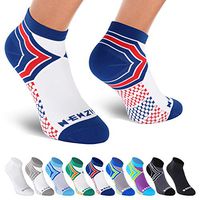 NEWZILL Low Cut Compression Socks - Unisex Running Socks With Embedded Frequency Technology For Heel, Ankle & Arch Support (Small, Blue/Red/White)