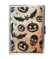 Spooky Pumpkins Bats Halloween Design Stainless Steel ID Cigarettes Case Holder Stylish Credit Card Wallet