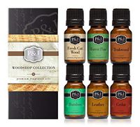 Woodshop Set of 6 Premium Grade Fragrance Oils - Forest Pine, Fresh Cut Wood, Leather, Teakwood, Bamboo, Cedar