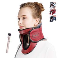 LEAMAI Newest Cervical Neck Traction Device - Adjustable Inflatable Neck Stretcher Collar for Home Traction Spine Alignment -(C03,Red)