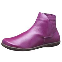 ZOMUSAR Womens Flats Comfortable Round Toe Zipper Low-Heeled Casual Shoes Ankle Booties Purple
