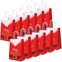 Cooraby 20 Pieces Santa Clause Suit Paper Party Bags Christmas Gift Bag Birthday Kraft Party Bags with Handle for Winter Party Celebrations (Color A)