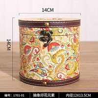 T-ZJHC European Wooden roll Paper Box Desktop Round Paper Towel Tube Home Living Room Paper Towel Box, Maroon Round 1701-01