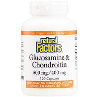 Natural Factors - Glucosamine & Chondroitin, Supports Joint Mobility & Connective Tissue Health, Gluten Free & Non-GMO, 120 Capsules