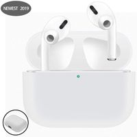 LANGXIANGO Compatible for Airpods Pro Case, Cute Carrying Case for AirPods 3 Charging Case [2019 Release] Shock-Absorbing Soft Slim Silicone Case Skin [Visible Front LED] (White)