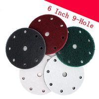 6 Inch 9 Holes Multi-purpose Industrial Scouring Pad Hook and Loop, 240 to 800 Grit Heavy Duty Nylon Cleaning Cloth (Pack of 15) (5pcs of each grit)