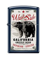 Zippo West Side California Grizzly Bear Navy Matte Windproof Pocket Lighter New