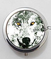 BlackKey Tribal Aztec Wolf Tribal Animal face 3-Compartment Decorative Pocket Gift Box Case Organizer for Pill, Color 1 -1046