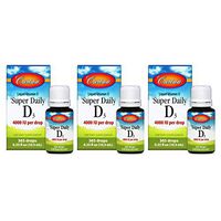 Carlson - Super Daily D3, 4000 IU (100 mcg) per Drop, Heart & Immune Health, Liquid Vitamin D3, Unflavored, 365 Drops (3 Pack)