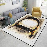 Letter D geometric Area Rug Dorm, Evil Blazing Uppercase D in Big Fonts Heat Typography Vintage Horror Design, Durable Carpet Area rug - Living Dinning Room Bedroom Rugs and Carpets(8'x 10')