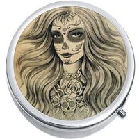 Dia De Los Muertos Girl Skull Medicine Pill Box