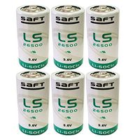 6x SAFT LS26500 C Size 3.6V Lithium Battery for Fleet Monitoring, Tracking Devices for Hunting Dogs, Carbon Monoxide Detectors, Intrusion Sensors, Invisible Fencing,Smart Utility Metering