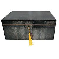 Humidor Supreme Steel City Cigar Humidor, Industrial Look with Rivets, Spanish Cedar Tray and Dividers, Glass Hygrometer with Brass Frame, Holds up to 100 Cigars