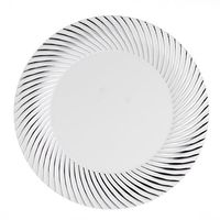 Party Essentials N981451 Party Supplies Tableware, 9" Lunch Plates, White/Silver