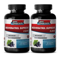 Antioxidant Capsules - RESVERATROL Supreme 1200mg - Resveratrol Natural - 2 Bottles 120 Capsules