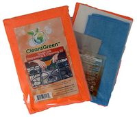 CleansGreen Super Degreaser Kit - Cleaner Microfiber Cloth w/Bonus Reusable Rags | Industrial Heavy Duty All Purpose Concentrate, Citrus Orange Color Best for Kitchen, Grill, Oven, Laundry, Floor
