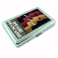 French Smoking Ad R1 Hip Silver Cigarette Case Id Holder Metal Wallet 4" X 2.75" RFID Protection