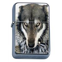 The Wolf Stare Flip Top Oil Lighter S1 Smoking Cigarette Smoker Includes Silver Case